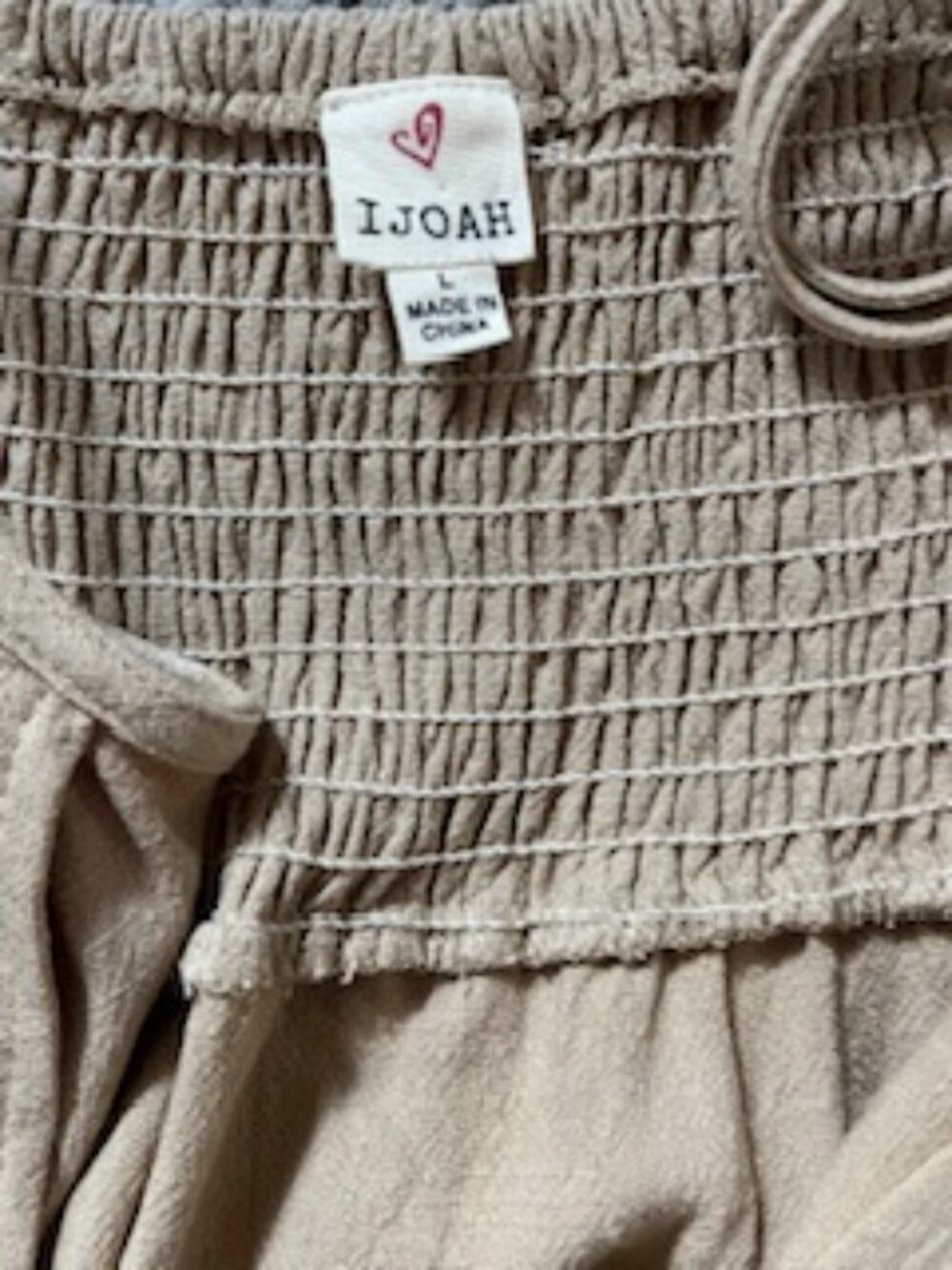 🧡3/15 ijoah Linen Blend Adjustable Straps Front Button Beige Dress Women's L - Picture 7 of 9